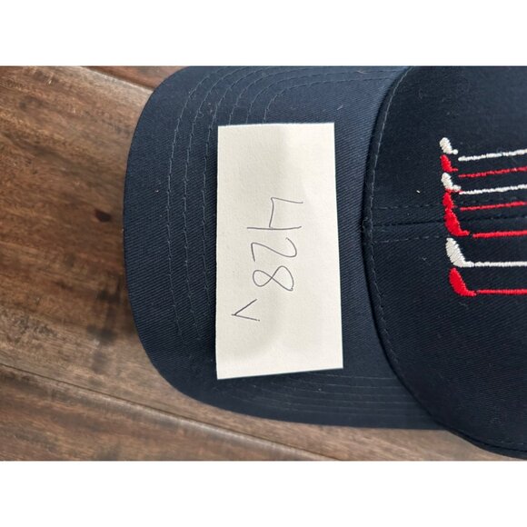 Patriotic Golf Clubs American Flag Baseball Cap Navy Blue Adjustable - Picture 6 of 6